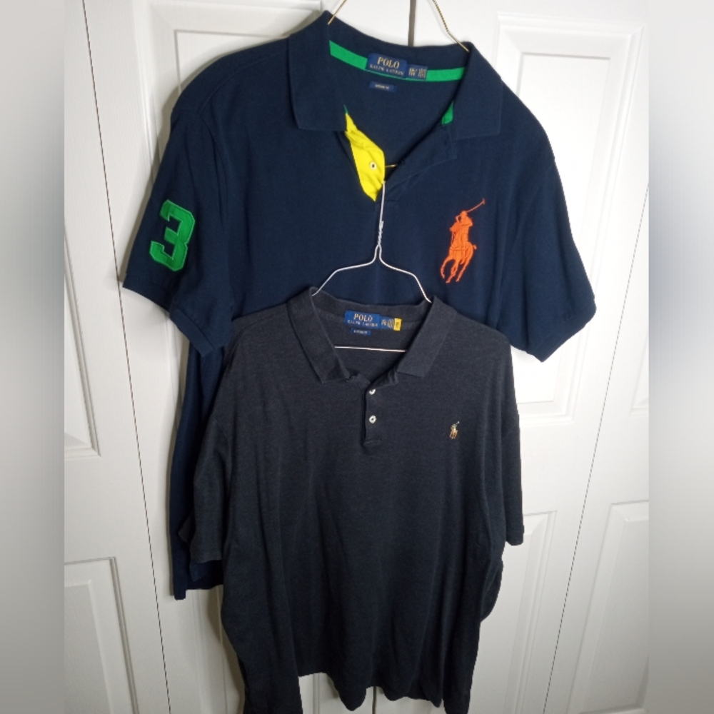 2 SHIRT SALE! Polo by Ralph Lauren Men's 2XL XXL Big Pony Colorblocked Multicolo